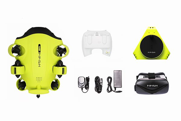 Manual Spool Underwater Drone ROV with VR Real-Time Tracking rue 360° Qysea FIFISH V6 Expert 200M Cable 6000lm LED V6E M200 4K UHD Camera Industrial Case 
